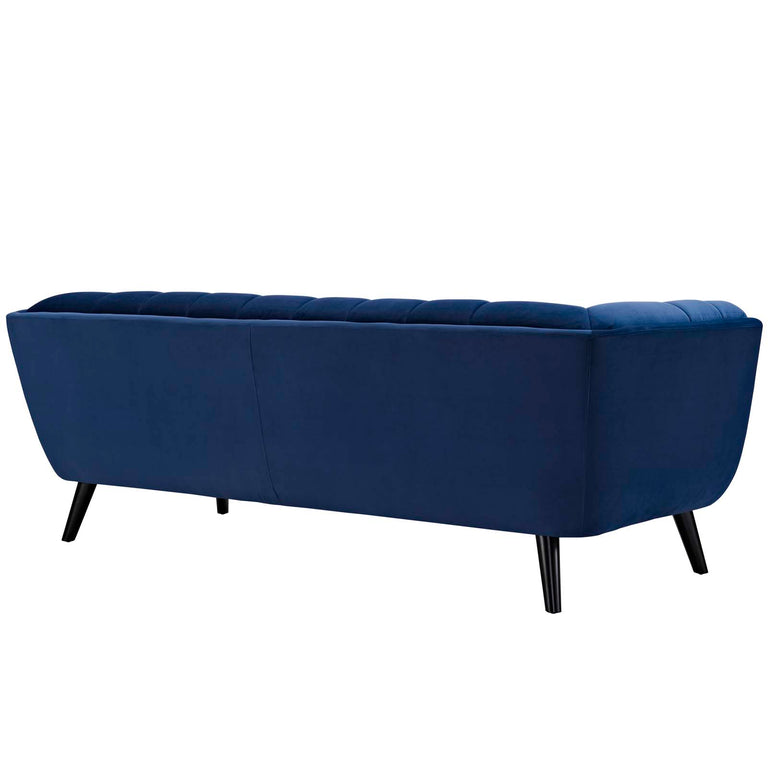 Bestow 3 Piece Performance Velvet Sofa Loveseat and Armchair Set in Navy, EEI-2978-NAV-SET