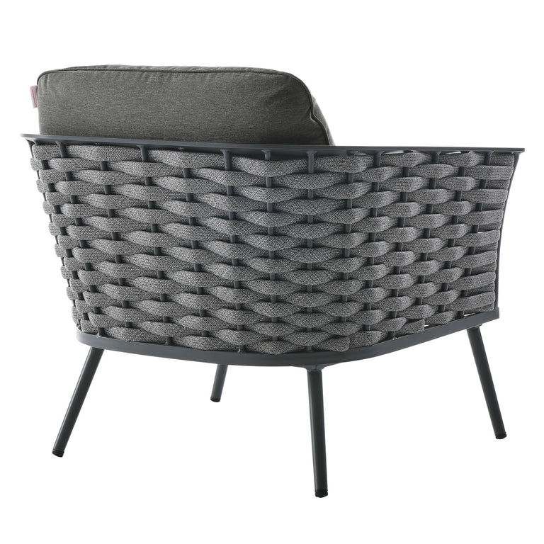 Stance 4 Piece Outdoor Patio Aluminum Sectional Sofa Set in Gray Charcoal, EEI-3161-GRY-CHA-SET
