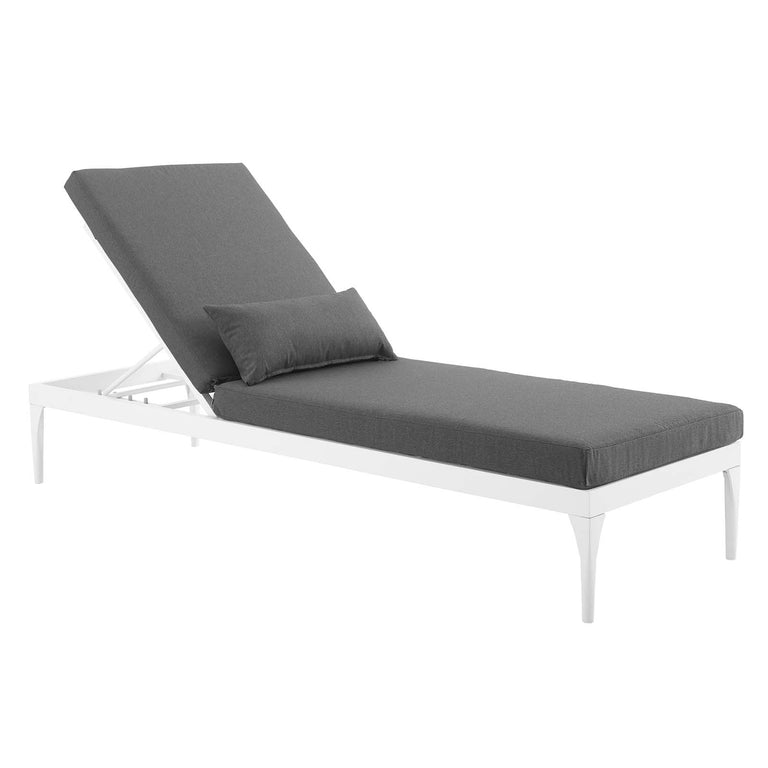 Perspective Cushion Outdoor Patio Chaise Lounge Chair in White Charcoal, EEI-3301-WHI-CHA