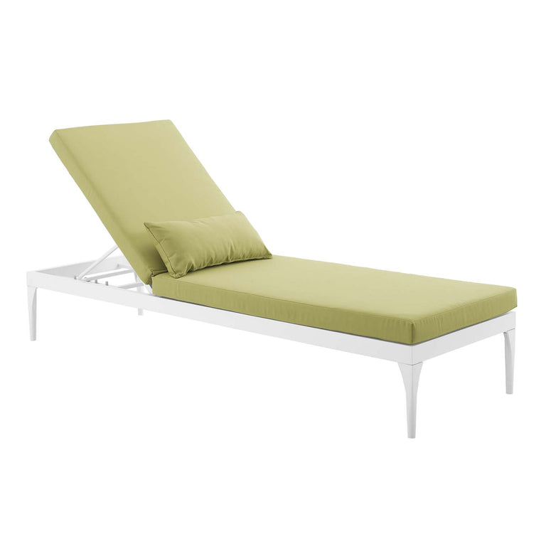 Perspective Cushion Outdoor Patio Chaise Lounge Chair in White Peridot, EEI-3301-WHI-PER