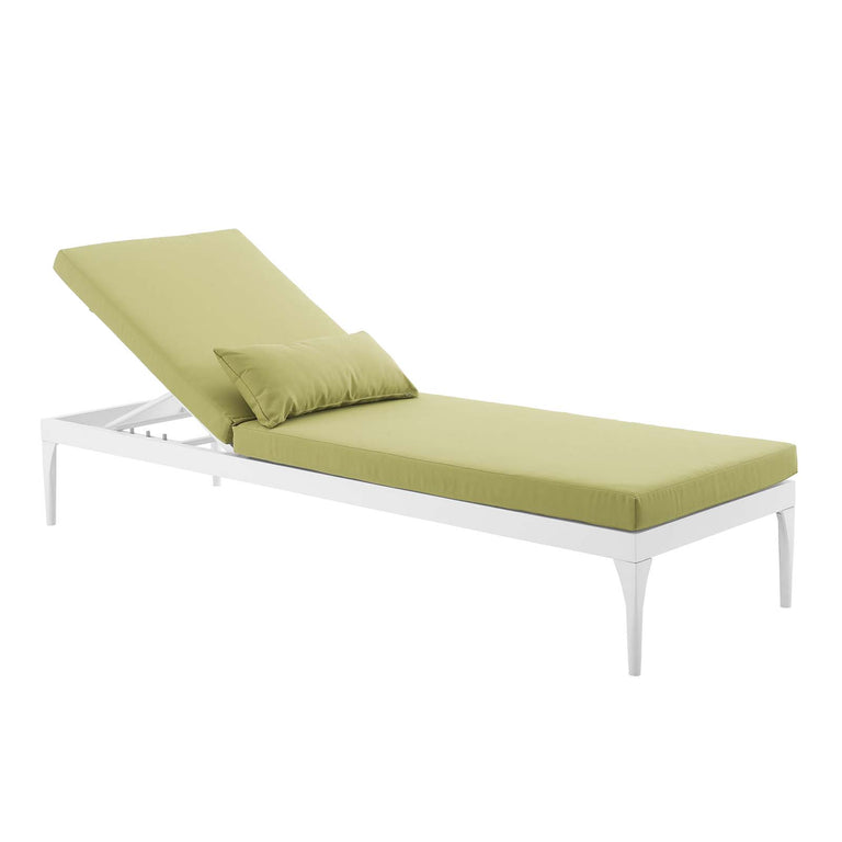 Perspective Cushion Outdoor Patio Chaise Lounge Chair in White Peridot, EEI-3301-WHI-PER