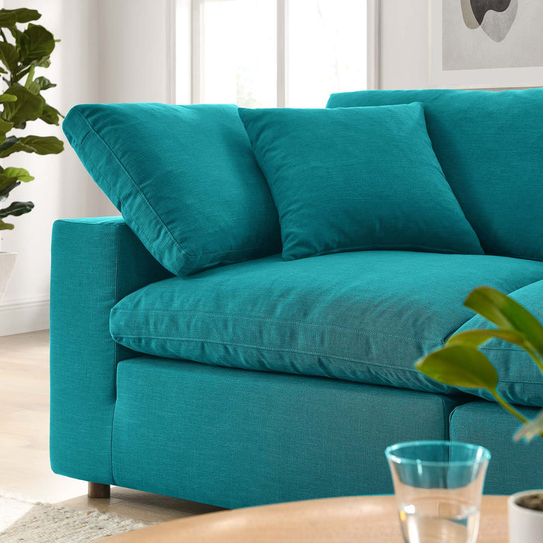 Commix Down Filled Overstuffed 2 Piece Sectional Sofa Set in Teal, EEI-3354-TEA