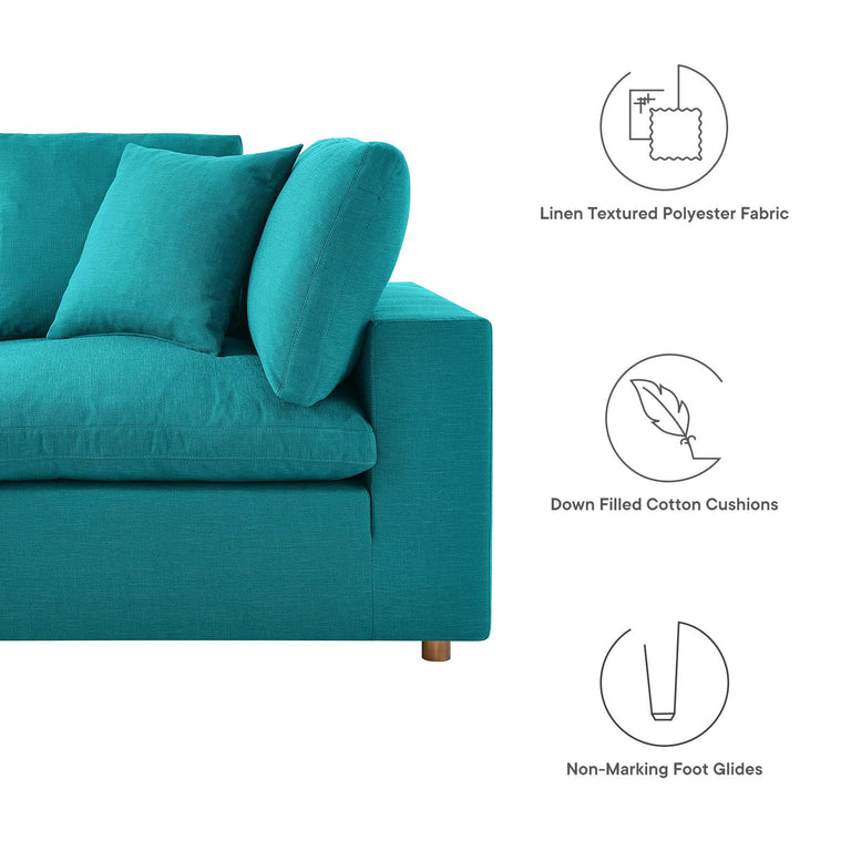 Commix Down Filled Overstuffed 2 Piece Sectional Sofa Set in Teal, EEI-3354-TEA