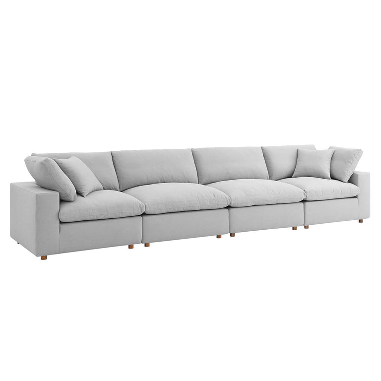 Commix Down Filled Overstuffed 4 Piece Sectional Sofa Set in Light Gray, EEI-3357-LGR