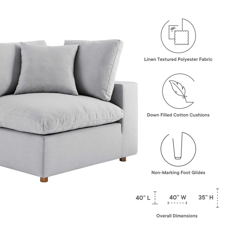 Commix Down Filled Overstuffed 4 Piece Sectional Sofa Set in Light Gray, EEI-3357-LGR