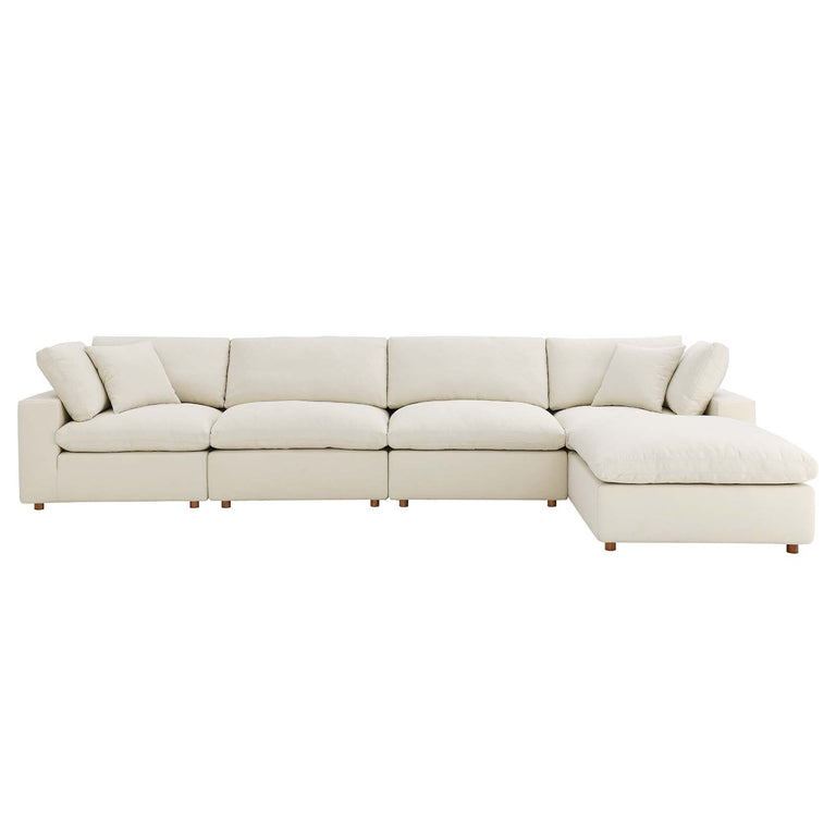 Commix Down Filled Overstuffed 5 Piece Sectional Sofa Set in Light Beige, EEI-3358-LBG