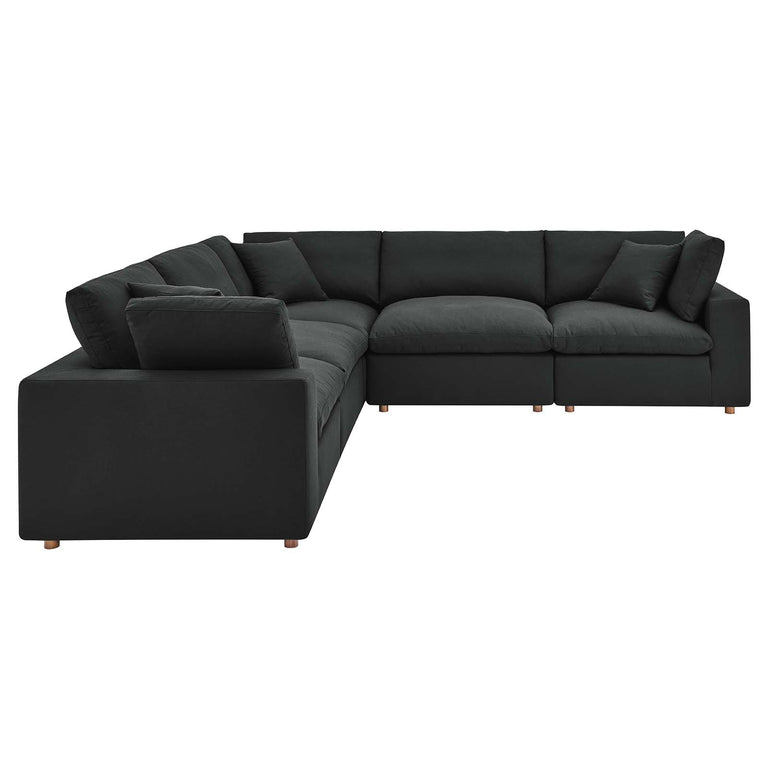 Commix Down Filled Overstuffed 5 Piece 5-Piece Sectional Sofa in Black, EEI-3359-BLK