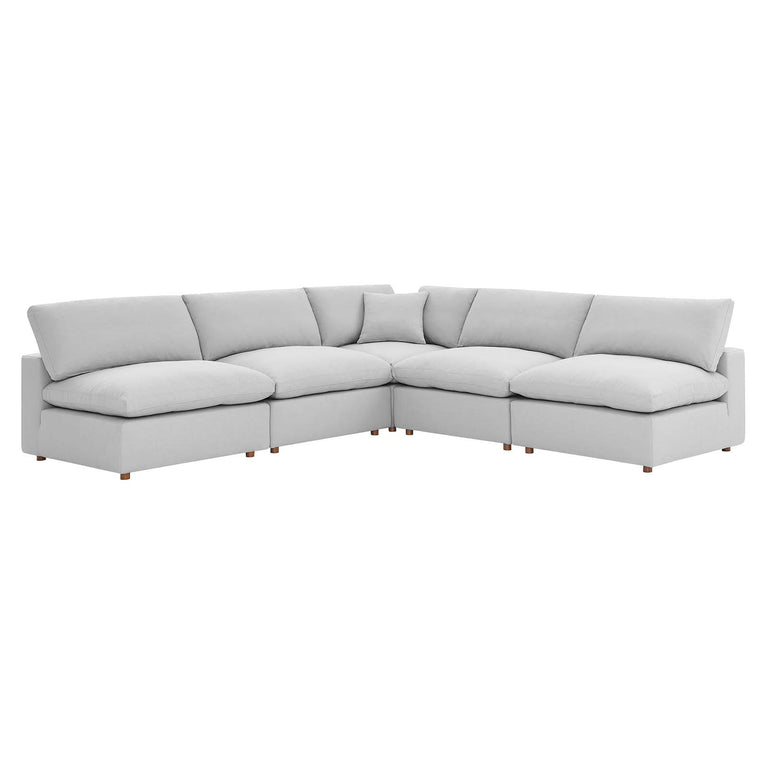 Commix Down Filled Overstuffed 5-Piece Armless Sectional Sofa in Light Gray, EEI-3360-LGR
