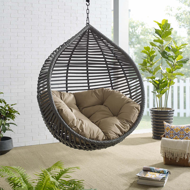 Garner Teardrop Outdoor Patio Swing Chair Without Stand in Gray Mocha, EEI-3637-GRY-MOC