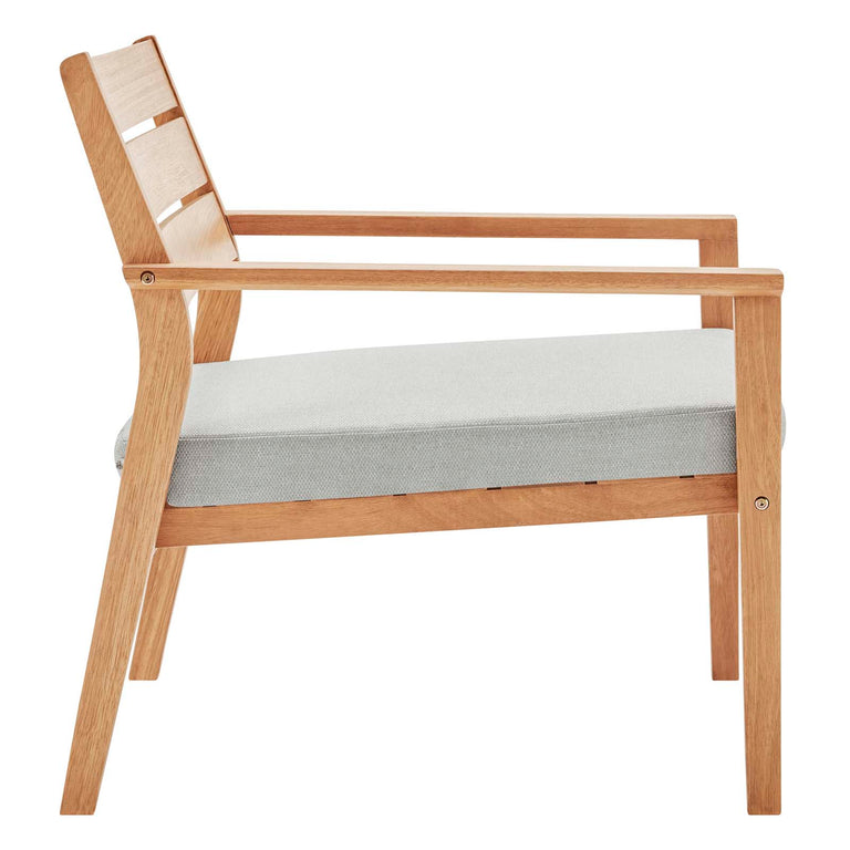 Breton Outdoor Patio Ash Wood Armchair in Natural Taupe, EEI-3713-NAT-TAU