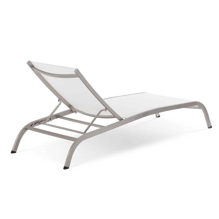 Savannah Mesh Chaise Outdoor Patio Aluminum Lounge Chair in White, EEI-3721-WHI