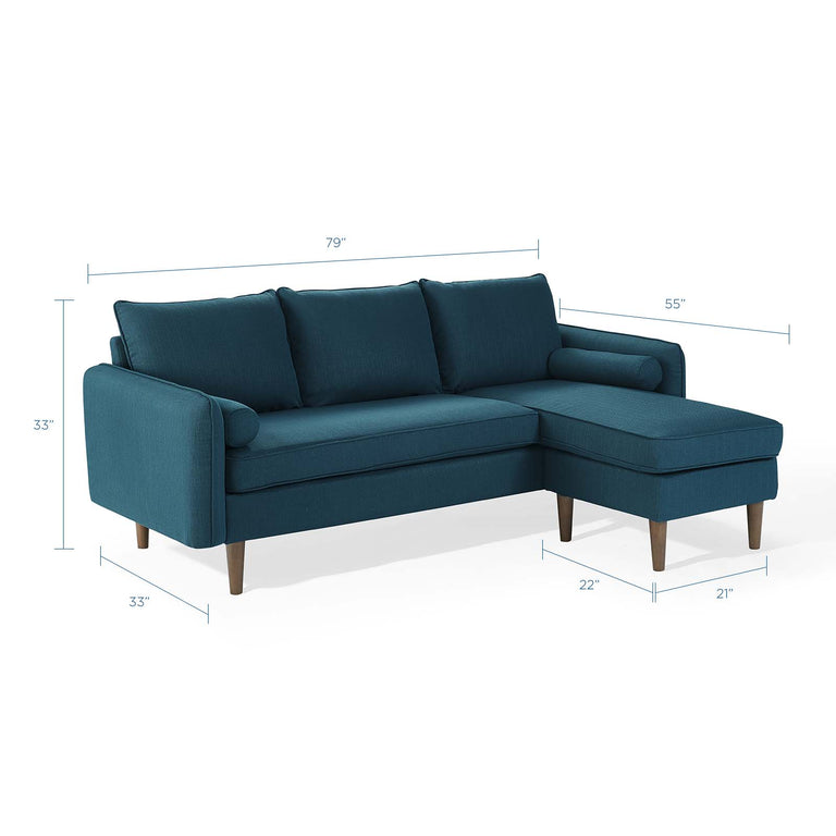 Revive Upholstered Right or Left Sectional Sofa in Azure, EEI-3867-AZU