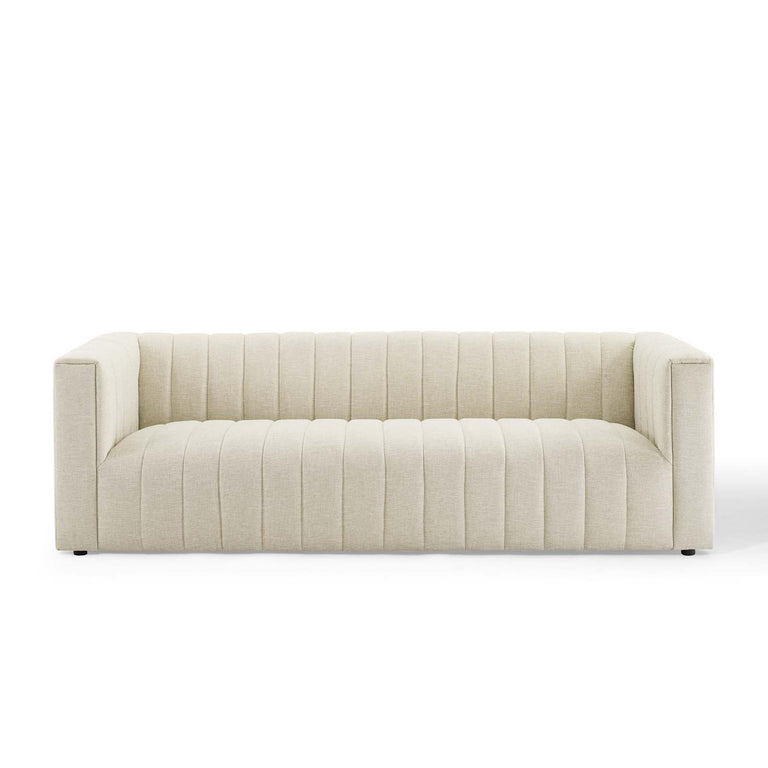 Reflection Channel Tufted Upholstered Fabric Sofa in Beige, EEI-3881-BEI
