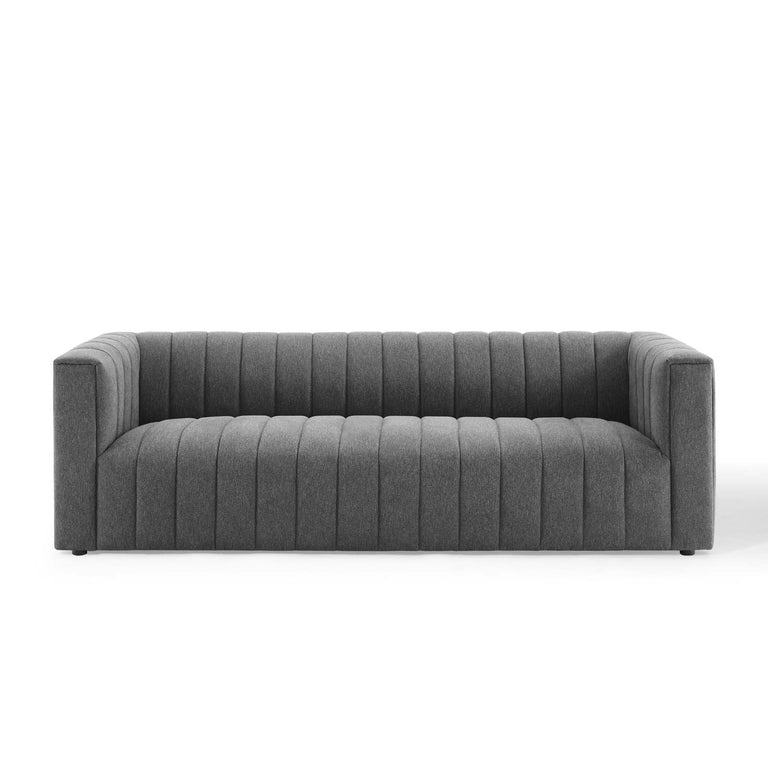 Reflection Channel Tufted Upholstered Fabric Sofa in Charcoal, EEI-3881-CHA
