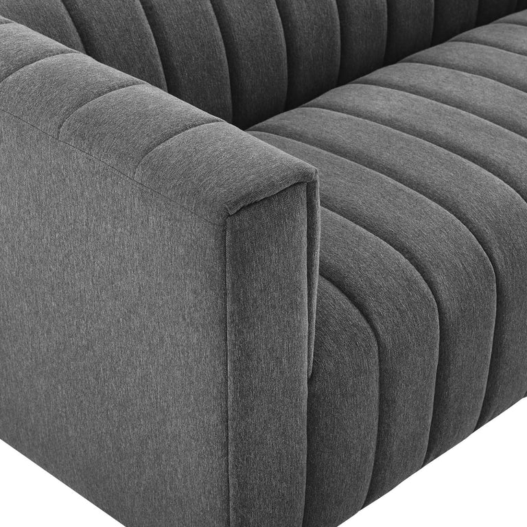 Reflection Channel Tufted Upholstered Fabric Sofa in Charcoal, EEI-3881-CHA