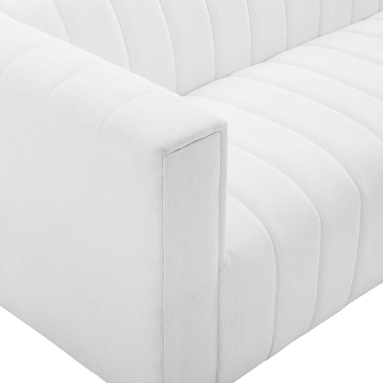 Reflection Channel Tufted Upholstered Fabric Sofa in White, EEI-3881-WHI