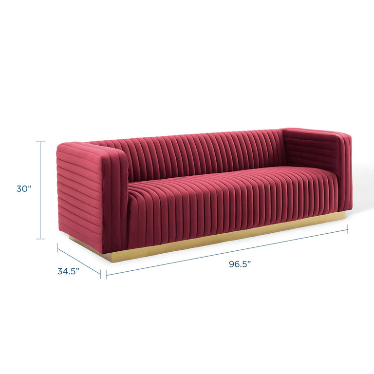 Charisma Channel Tufted Performance Velvet Living Room Sofa in Maroon, EEI-3886-MAR