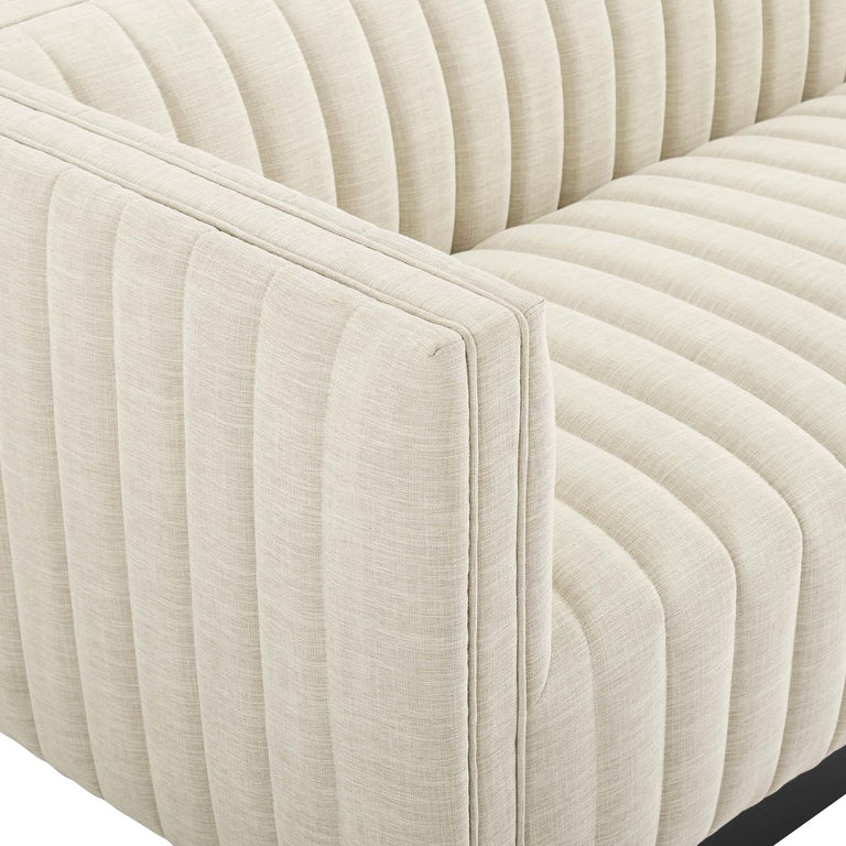 Conjure Tufted Upholstered Fabric Sofa in Beige, EEI-3928-BEI