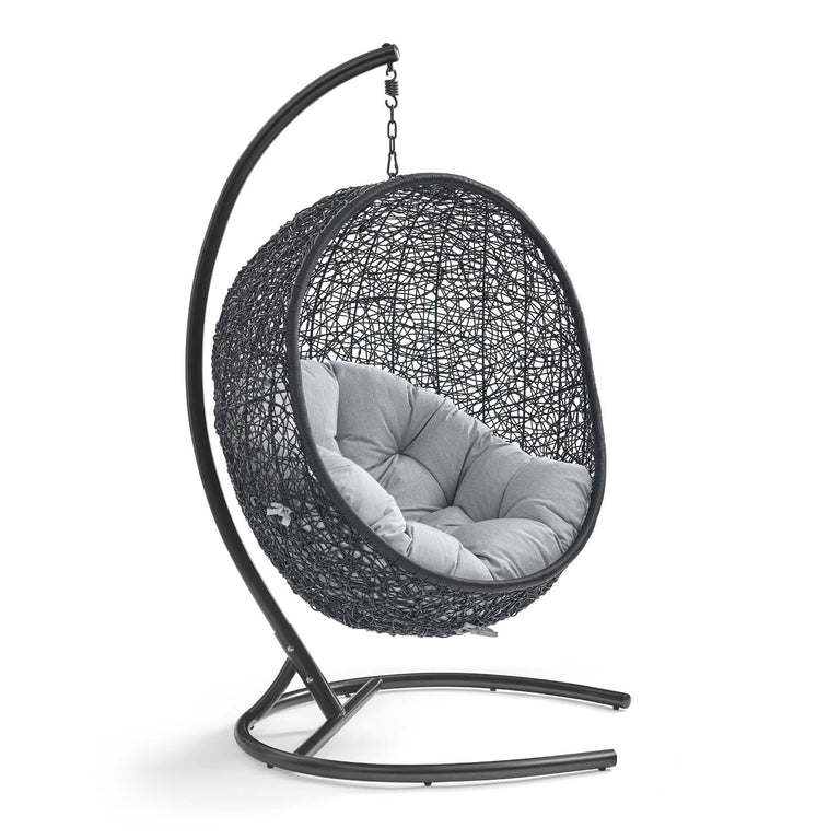 Encase Sunbrella® Swing Outdoor Patio Lounge Chair in Black Gray, EEI-3943-BLK-GRY