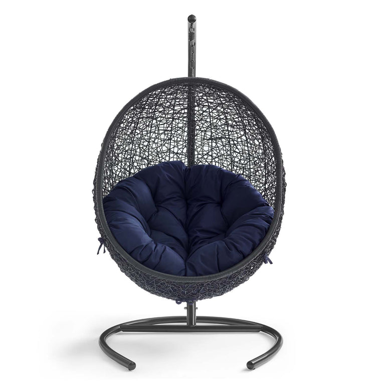 Encase Sunbrella® Swing Outdoor Patio Lounge Chair in Black Navy, EEI-3943-BLK-NAV