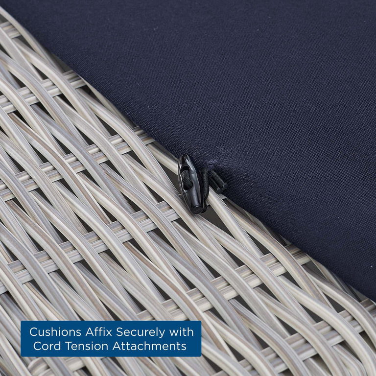 Conway Sunbrella® Outdoor Patio Wicker Rattan Left-Arm Chair in Light Gray Navy, EEI-3975-LGR-NAV