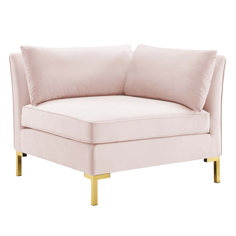 Ardent Performance Velvet Sectional Sofa Corner Chair in Pink, EEI-3985-PNK