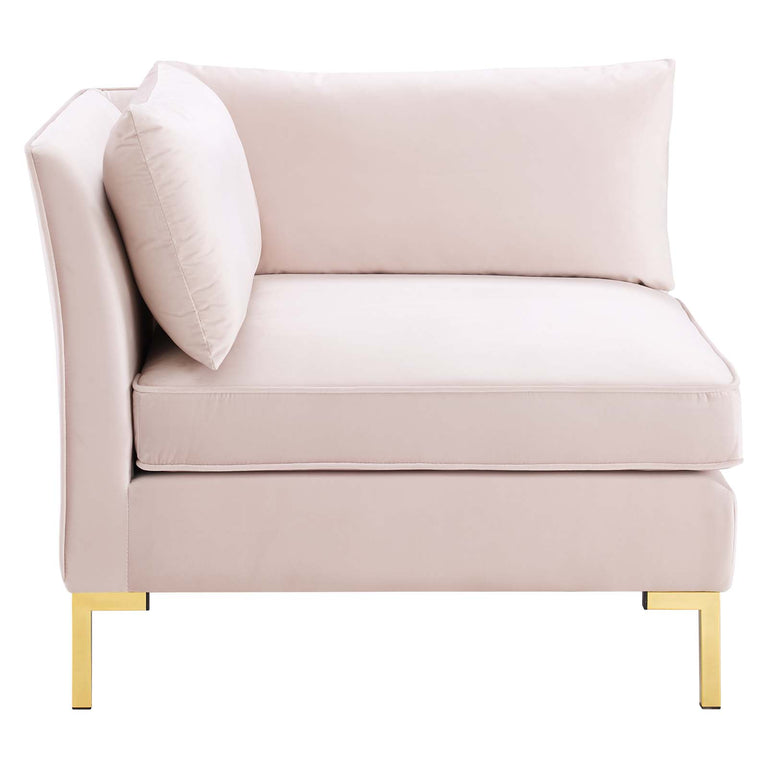 Ardent Performance Velvet Sectional Sofa Corner Chair in Pink, EEI-3985-PNK