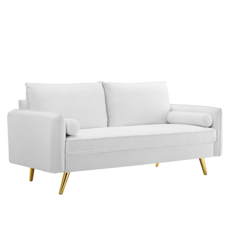 Revive Performance Velvet Sofa in White, EEI-3988-WHI