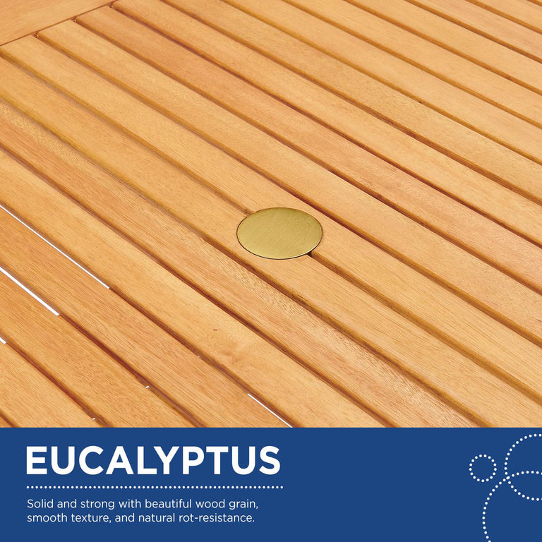 Orlean Outdoor Patio Eucalyptus Wood Sofa and Loveseat Set in Natural Light Gray, EEI-3990-NAT-LGR-SET
