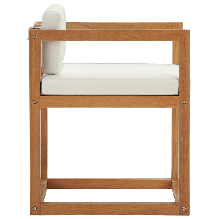 Newbury Outdoor Patio Premium Grade A Teak Wood Accent Armchair Set of 2 in Natural White, EEI-4029-NAT-WHI
