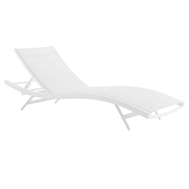 Glimpse Outdoor Patio Mesh Chaise Lounge Set of 2 in White White, EEI-4038-WHI-WHI