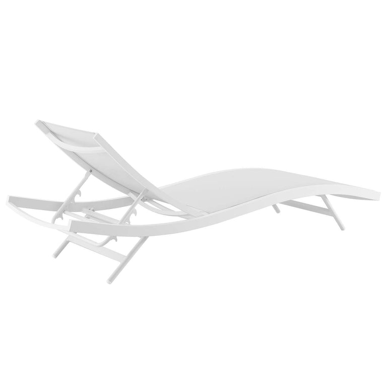 Glimpse Outdoor Patio Mesh Chaise Lounge Set of 4 in White White, EEI-4039-WHI-WHI