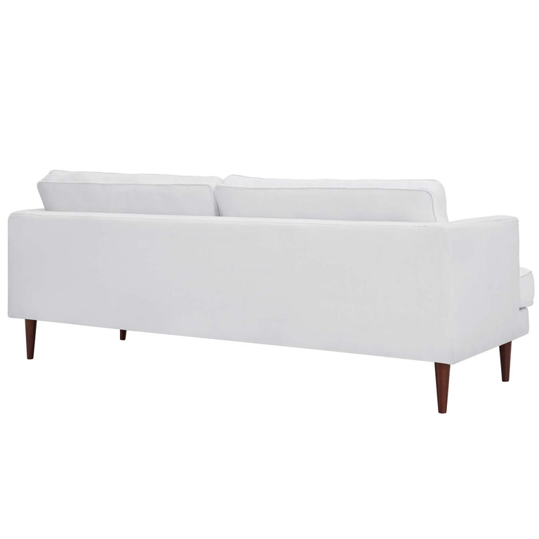 Agile Upholstered Fabric Sofa and Armchair Set in White, EEI-4080-WHI-SET