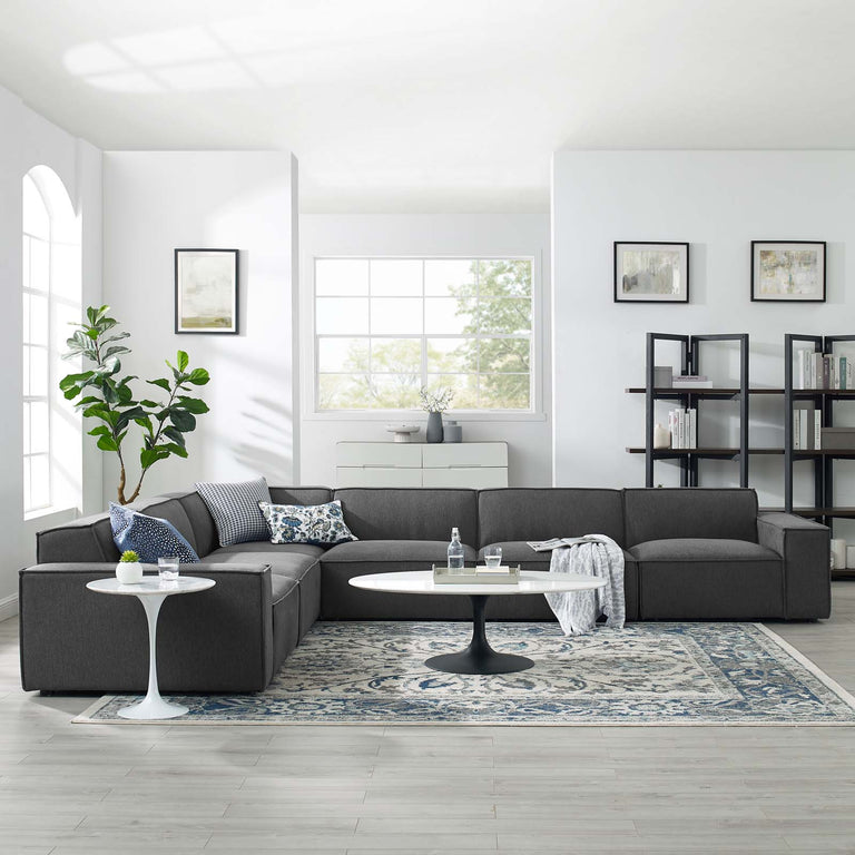 Restore 6-Piece Sectional Sofa in Charcoal, EEI-4119-CHA