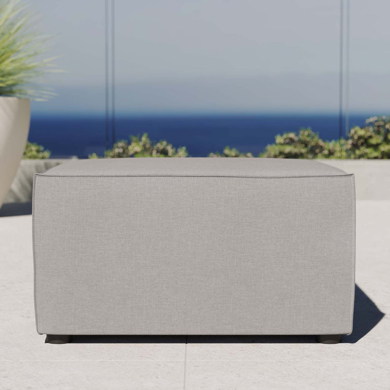 Saybrook Outdoor Patio Upholstered Sectional Sofa Ottoman in Gray, EEI-4211-GRY