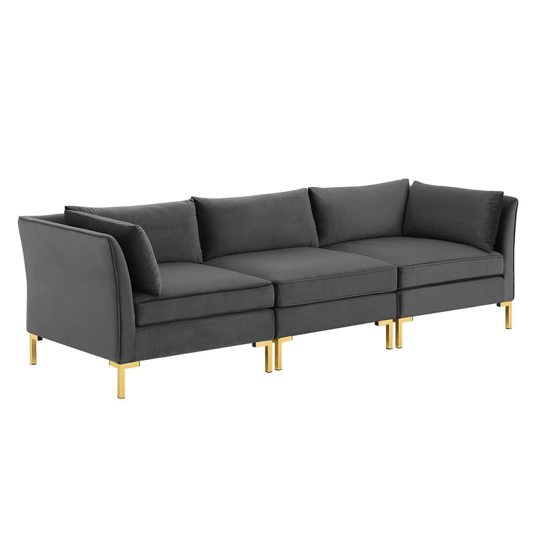 Ardent Performance Velvet Sofa in Gray, EEI-4269-GRY