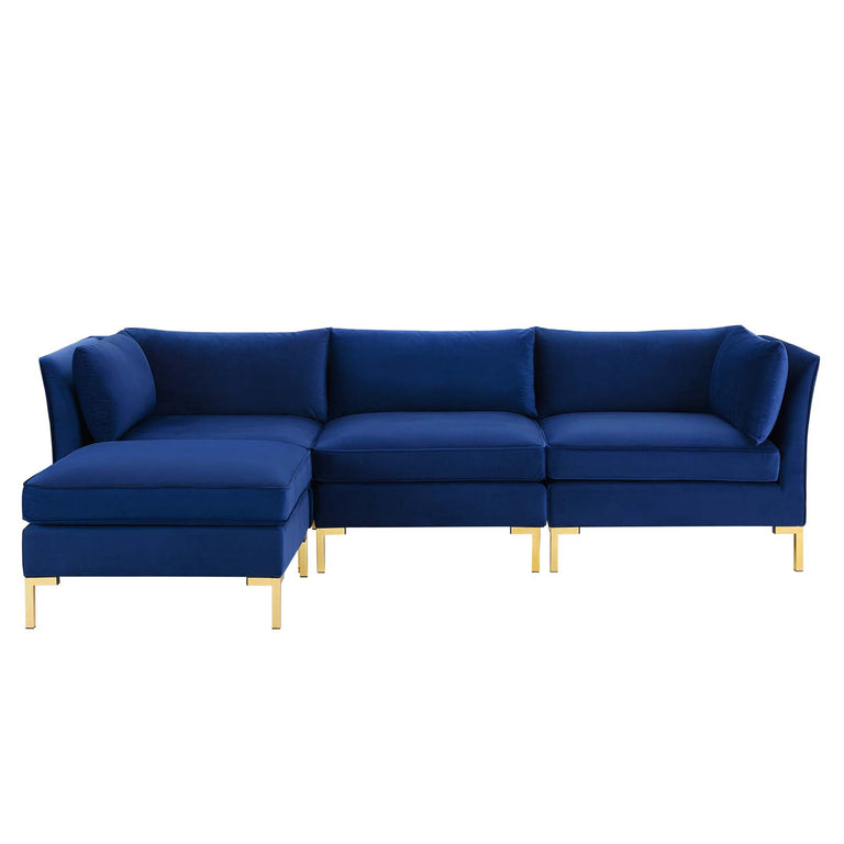 Ardent 4-Piece Performance Velvet Sectional Sofa in Navy, EEI-4270-NAV