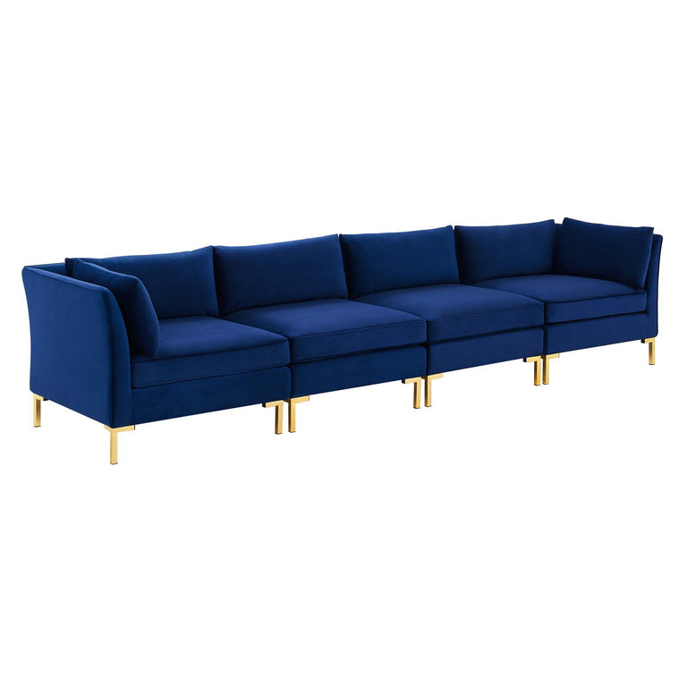 Ardent 4-Seater Performance Velvet Sofa in Navy, EEI-4274-NAV