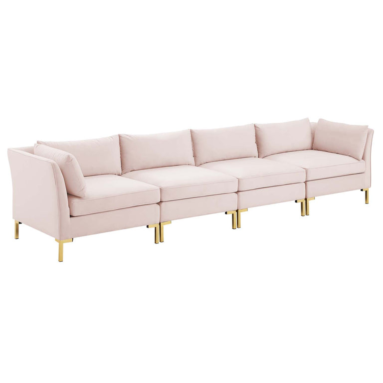 Ardent 4-Seater Performance Velvet Sofa in Pink, EEI-4274-PNK