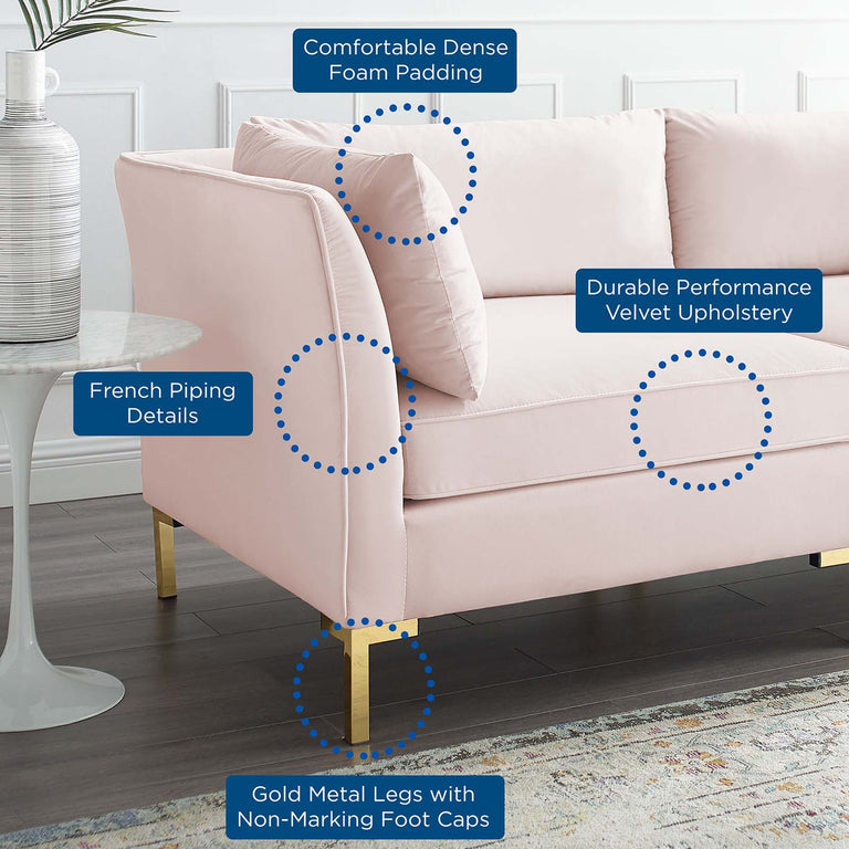 Ardent 4-Seater Performance Velvet Sofa in Pink, EEI-4274-PNK