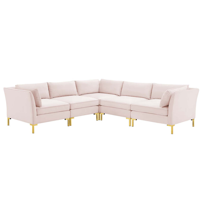 Ardent 5-Piece Performance Velvet Sectional Sofa in Pink, EEI-4275-PNK