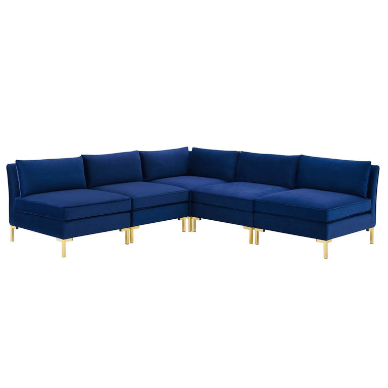 Ardent 5-Piece Performance Velvet Sectional Sofa in Navy, EEI-4276-NAV