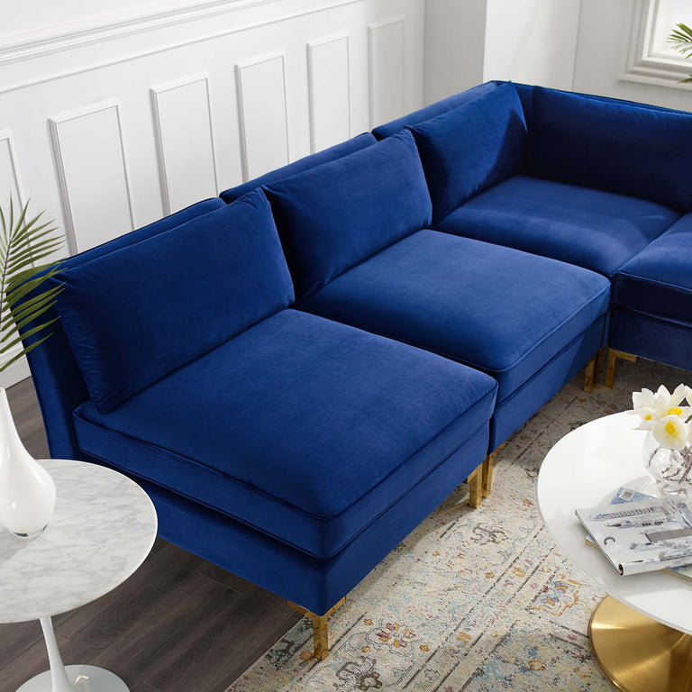 Ardent 5-Piece Performance Velvet Sectional Sofa in Navy, EEI-4276-NAV