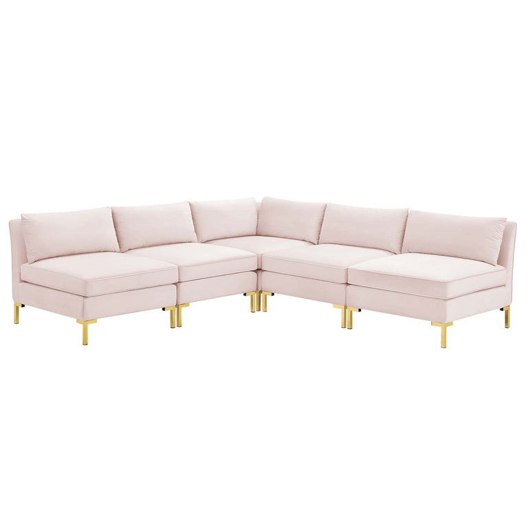 Ardent 5-Piece Performance Velvet Sectional Sofa in Pink, EEI-4276-PNK