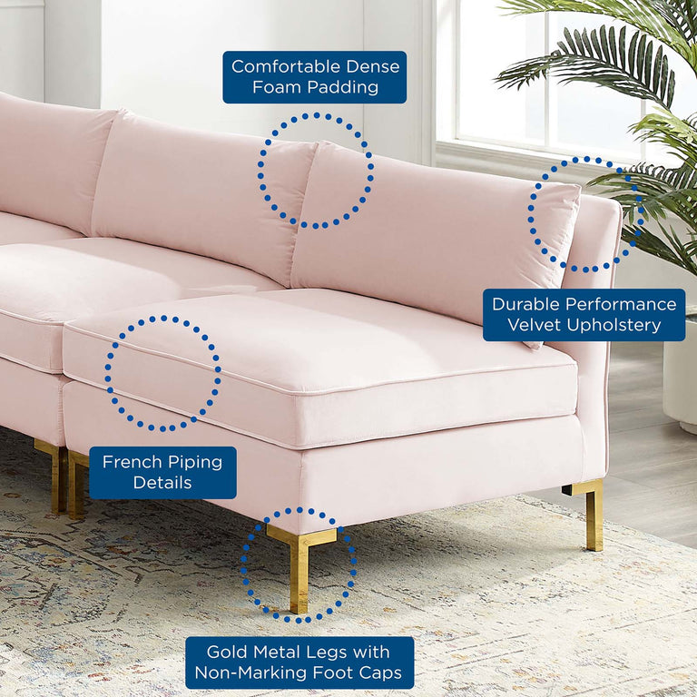 Ardent 5-Piece Performance Velvet Sectional Sofa in Pink, EEI-4276-PNK