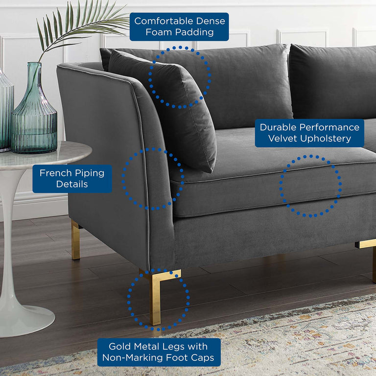Ardent 7-Piece Performance Velvet Sectional Sofa in Gray, EEI-4278-GRY