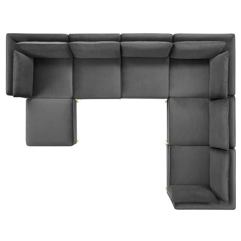 Ardent 7-Piece Performance Velvet Sectional Sofa in Gray, EEI-4278-GRY