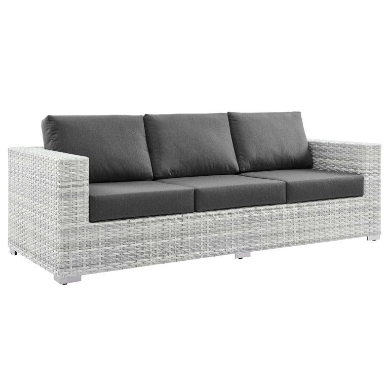 Convene Outdoor Patio Sofa in Light Gray Charcoal, EEI-4305-LGR-CHA