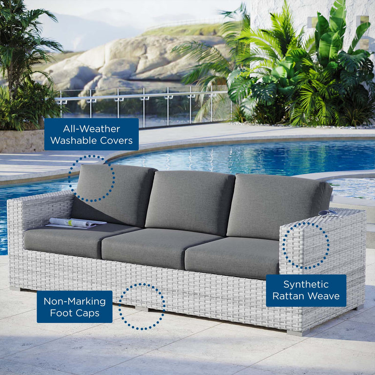 Convene Outdoor Patio Sofa in Light Gray Charcoal, EEI-4305-LGR-CHA