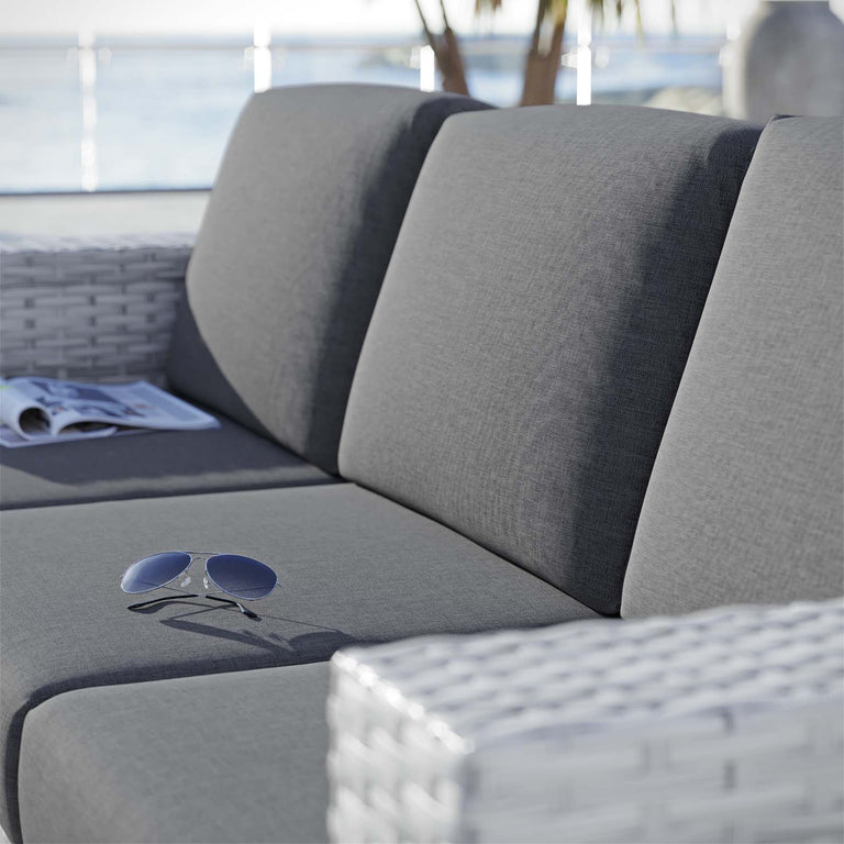 Convene Outdoor Patio Sofa in Light Gray Charcoal, EEI-4305-LGR-CHA